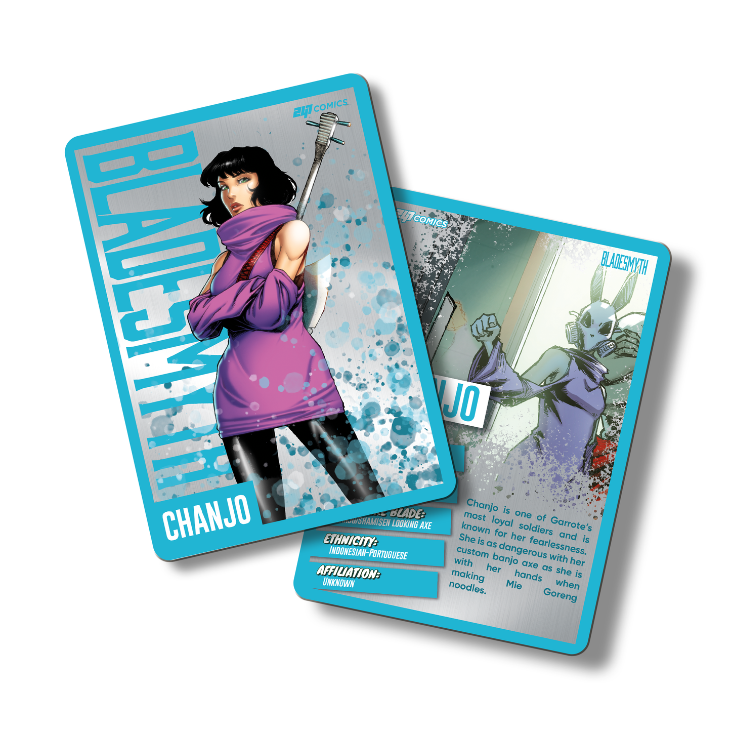 Bladesmyth Metal Character Traiding Card featuring Loren Chanjo