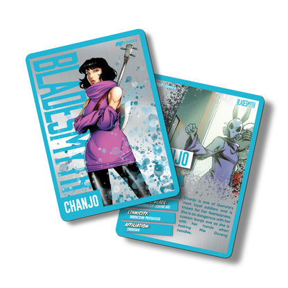 Bladesmyth Metal Character Traiding Card featuring Loren Chanjo