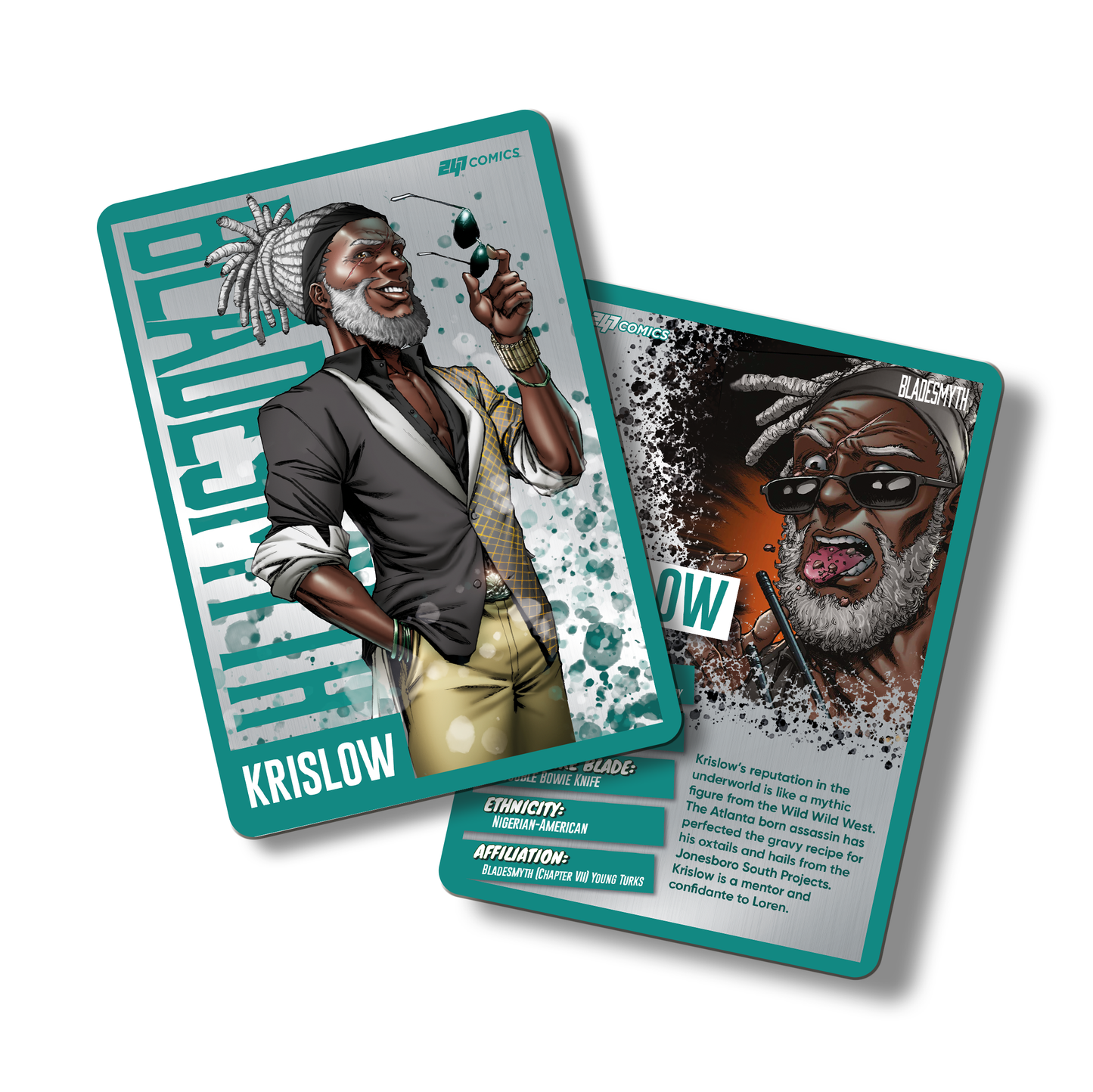 Bladesmyth Metal Character Traiding Card featuring Krislow