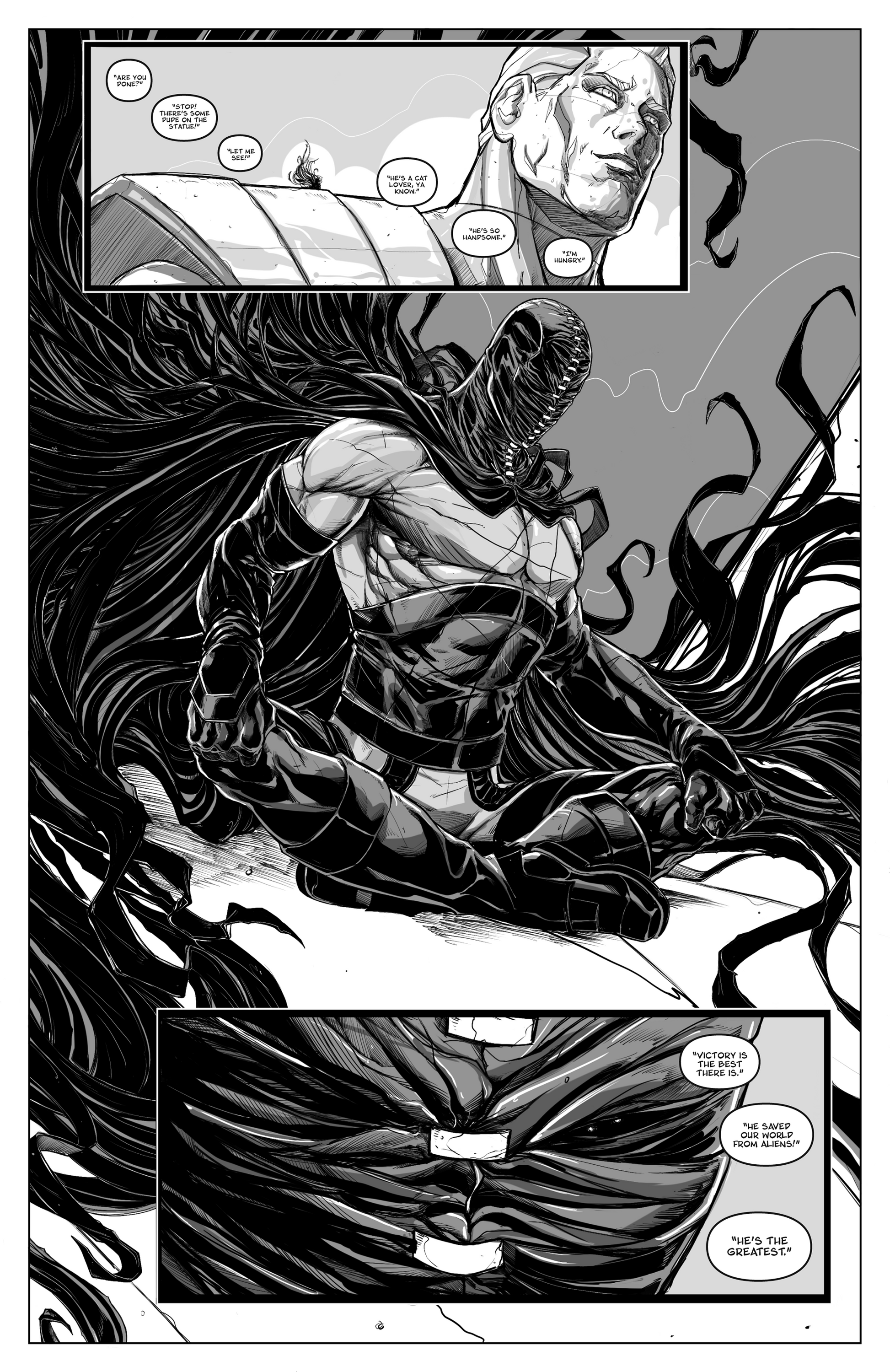 Heroes Be Damned Issue #1 standard edition comic book preview page by 247 Comics.
Created by Vince Sunico, Nicholas Lukic and Terry Kavanagh 